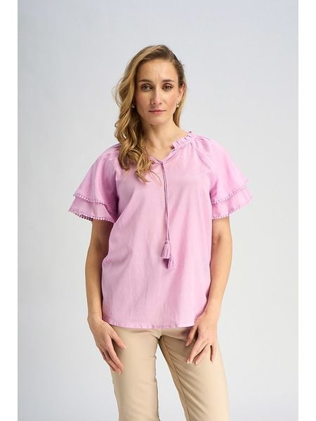 Marks & Spencer Bluzka w kolorze jasnoróżowym rozmiar: 36. Różowe bluzki Marks & Spencer, bez wzorów, bez kołnierzyka, bez ramiączek. Za 56.93 zł.