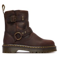 Botki Dr. Martens. Brązowe botki Dr Martens, bez wzorów, bez obcasa, na płaskiej podeszwie, bez zapięcia. Za 1,039.00 zł.