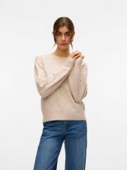 Vero Moda Sweter w kolorze beżowym rozmiar: XL. Brązowe swetry Vero Moda, xl, z aplikacjami, z wełny, bez ramiączek. Za 105.38 zł.