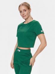 Guess T-Shirt Anneka Crop Tee V4RI02 KC2U2 Zielony Cropped Fit. Zielone t-shirty Guess, xl, z aplikacjami, z syntetyku, bez kołnierzyka, bez ramiączek. Za 119.99 zł.