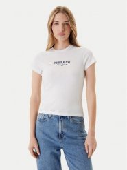 Tommy Jeans T-Shirt Logo Pointelle DW0DW20899 Écru Slim Fit. T-shirty Tommy Jeans, m, bez wzorów, z jeansu, bez kołnierzyka, bez ramiączek. Za 169.99 zł.