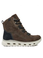 Rieker Botki M6012-25 Srebrny. Szare botki Rieker, bez wzorów, z materiału, bez obcasa, na płaskiej podeszwie, bez zapięcia. Za 293.99 zł.