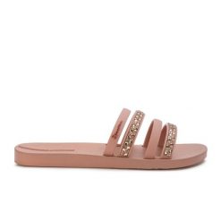 Klapki damskie Ipanema 83707 CHIC SLIDE FEM. Brązowe klapki Ipanema, bez wzorów, z materiału, eleganckie, bez obcasa, bez zapięcia. Za 69.00 zł.