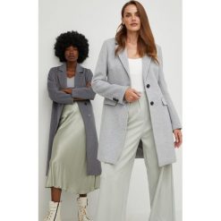 Answear Lab płaszcz wełniany kolor szary przejściowy. Szare płaszcze Answear Lab, l, bez wzorów, z wełny, klasyczne, bez kaptura. Za 479.99 zł.