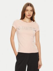 Guess T-Shirt V4BI16 KCIV1 Różowy Regular Fit. Czerwone t-shirty Guess, xl, z aplikacjami, z bawełny, bez kołnierzyka, bez ramiączek. Za 109.99 zł.
