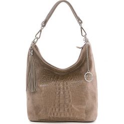 Skórzana torebka w kolorze szarobrązowym - 26 x 28 x 12 cm. Torebki klasyczne Mia Tomazzi, Anna Morellini & Co. W wyprzedaży za 257.95 zł.