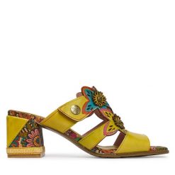 Klapki Laura Vita. Żółte klapki LAURA VITA, bez wzorów, bez obcasa, bez zapięcia. Za 389.99 zł.