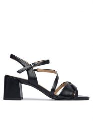 Caprice Sandały 9-28302-46 Czarny. Czarne sandały Caprice, bez wzorów, ze skóry, bez obcasa, na słupku, bez zapięcia. Za 235.99 zł.