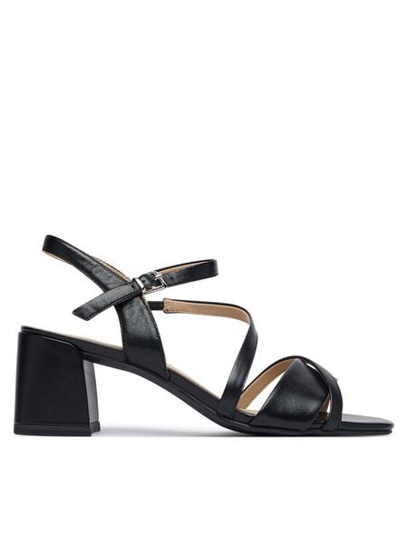 Caprice Sandały 9-28302-46 Czarny. Czarne sandały Caprice, bez wzorów, ze skóry, bez obcasa, na słupku, bez zapięcia. Za 235.99 zł.