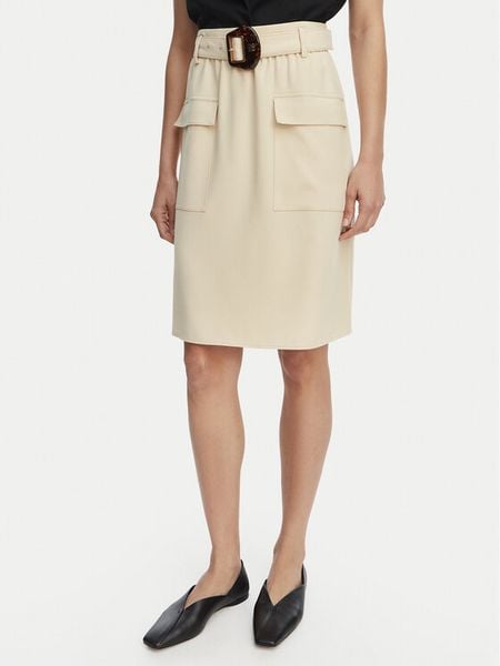 HUGO Spódnica midi Randa 50559313 Beżowy jasny Regular Fit. Brązowe spódnice Hugo, bez wzorów, z syntetyku, midi. Za 471.99 zł.
