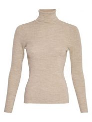 MOSS COPENHAGEN Wełniany golf "Rigmor" w kolorze beżowym rozmiar: XL. Brązowe swetry Moss Copenhagen, xl, bez wzorów, z wełny, bez ramiączek. Za 145.26 zł.