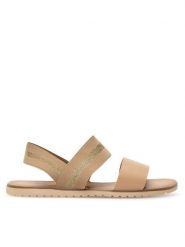 Clara Barson Sandały WS6262-05 Beżowy. Brązowe sandały Clara Barson, bez wzorów, z materiału, bez obcasa, na płaskiej podeszwie, bez zapięcia. Za 79.99 zł.