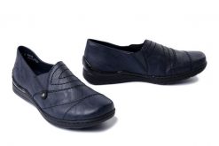 RIEKER 48961-14 blue, półbuty damskie. Niebieskie półbuty wsuwane Rieker, bez wzorów, bez obcasa. Za 289.90 zł.