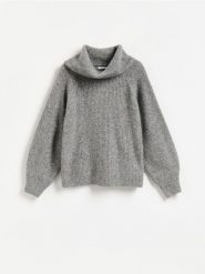 Sweter z dodatkiem wełny - szary. Szare swetry Reserved, l, bez wzorów, z dzianiny, bez ramiączek. Za 149.99 zł.