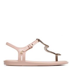 Sandały Melissa. Czerwone sandały Melissa, bez wzorów, bez obcasa, na płaskiej podeszwie, bez zapięcia. Za 299.99 zł.