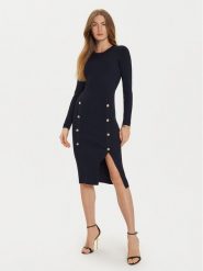 Morgan Sukienka dzianinowa 242-RMBLUE Granatowy Slim Fit. Niebieskie sukienki Morgan, m, bez wzorów, z dzianiny, bez kołnierzyka, bez ramiączek. Za 419.99 zł.