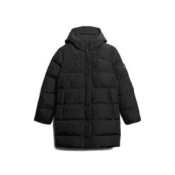 Damska kurtka puchowa Superdry Sports. Czarne kurtki Superdry, bez wzorów, z puchu, bez kaptura. W wyprzedaży za 674.90 zł.