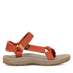 Sandały Teva. Brązowe sandały Teva, bez wzorów, sportowe, bez obcasa, bez zapięcia. Za 289.99 zł.