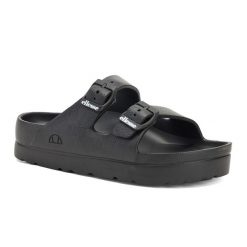 Klapki damskie Ellesse Beverly. Czarne klapki Ellesse, bez wzorów, bez obcasa, bez zapięcia. Za 69.99 zł.