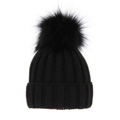 Czapka Zimowa z Pomponem Damska - Czarna. Czarne czapki zimowe Molly, bez wzorów, z materiału. Za 59.90 zł.