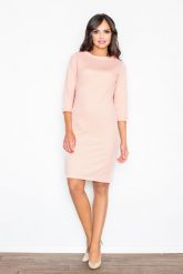Różowa Koktajlowa Sukienka z Rękawem 3/4. Czerwone sukienki SALE, s, bez wzorów, z elastanu, wizytowe, bez kołnierzyka, bez ramiączek. Za 47.70 zł.