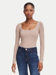 Guess Body W6YP21 K4356 Beżowy Slim Fit. Brązowe body i gorsety Guess, z aplikacjami, z wiskozy, bez ramiączek. Za 214.99 zł.