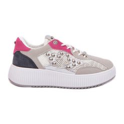 Buty Sportowe Damskie Z Siateczką I Ćwiekami Szare. Szare buty treningowe bez wzorów, bez zapięcia, trekkingowe. Za 155.14 zł.