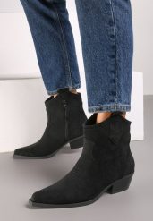 Czarne Botki Kowbojki na Obcasie na Suwak Evitha. Czarne botki Born2be, bez wzorów, z jeansu, eleganckie, bez obcasa, na obcasie, bez zapięcia. W wyprzedaży za 119.99 zł.