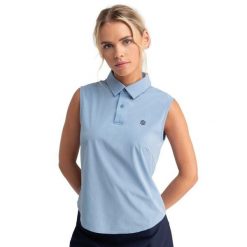 Koszulka polo golf techiczna damska Llorea. Niebieskie swetry SIROKO, bez wzorów, sportowe, bez ramiączek. W wyprzedaży za 106.00 zł.