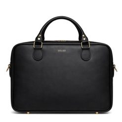 Skórzana torba na laptopa FL24 Venice czarna. Czarne torby na laptopa bez wzorów, do ręki. Za 487.99 zł.