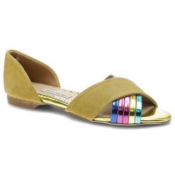 Sandały damskie Alexio Giorgio, ze skóry naturalnej zamszowej z oddobnymi paseczkami, żółte, 501. Żółte sandały Alexio Giorgio, z aplikacjami, ze skóry, z otwartym noskiem, bez obcasa, bez zapięcia. Za 179.00 zł.