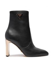Guess Botki Caitte FLDCAT LEA10 Czarny. Czarne botki Guess, z aplikacjami, ze skóry, bez obcasa, na słupku, bez zapięcia. Za 449.99 zł.