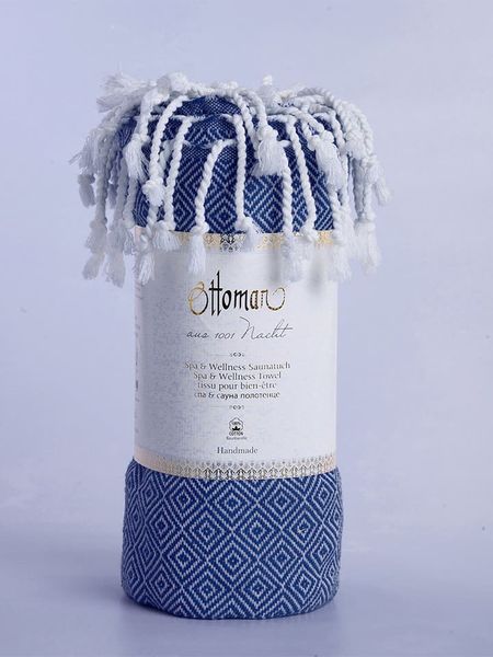 Ottoman Chusta hammam "Raute" w kolorze niebieskim - 190 x 105 cm rozmiar: onesize. Niebieskie chusty Ottoman, bez wzorów, z bawełny. Za 65.99 zł.