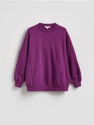 Bawełniana bluza - fioletowy. Fioletowe bluzy Reserved, l, bez wzorów, z bawełny, bez ramiączek, bez kaptura. Za 149.99 zł.