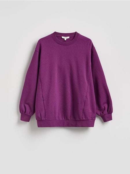 Bawełniana bluza - fioletowy. Fioletowe bluzy Reserved, l, bez wzorów, z bawełny, bez kaptura. W wyprzedaży za 99.99 zł.