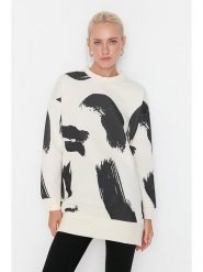 Trendyol Bluza w kolorze kremowo-czarnym rozmiar: L. Brązowe bluzy Trendyol, l, bez wzorów, bez ramiączek, bez kaptura. Za 73.99 zł.