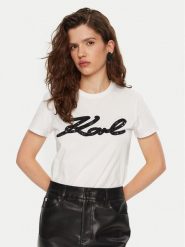 KARL LAGERFELD T-Shirt A1W17117 Biały Regular Fit. Białe t-shirty KARL LAGERFELD, l, bez wzorów, z bawełny, bez kołnierzyka, bez ramiączek. Za 329.99 zł.