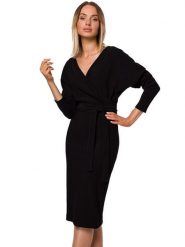 Made of emotion Sukienka w kolorze czarnym rozmiar: S. Czarne sukienki Made Of Emotion, s, bez wzorów, bez kołnierzyka, bez ramiączek, maxi, kopertowe. Za 148.26 zł.