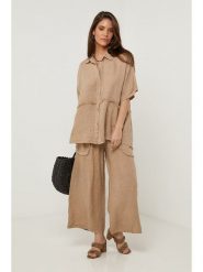 Lin Passion Lniana koszula w kolorze karmelowym rozmiar: 38/40. Brązowe koszule Lin Passion, bez wzorów, ze lnu, klasyczne, bez kołnierzyka, bez ramiączek. Za 143.99 zł.