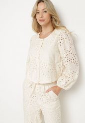 Beżowa Haftowana Koszula z Bawełny Fonarose. Brązowe koszule Born2be, l, bez wzorów, z bawełny, eleganckie, bez kołnierzyka, bez ramiączek. Za 119.99 zł.