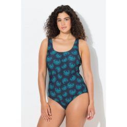 Damskie Kostium kąpielowy kwiaty i fajerwerki bez miękkich miseczek. Szare stroje jednoczęściowe Ulla Popken, bez wzorów, z elastanu, sportowe. Za 199.99 zł.