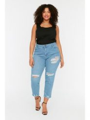Trendyol Dżinsy - Skinny fit - w kolorze błękitnym rozmiar: 42. Niebieskie jeansy Trendyol, bez wzorów, klasyczne, z podwyższonym stanem. Za 114.98 zł.