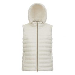 Damska kurtka bez rękawów Geox Jaysen. Białe kurtki Geox, bez wzorów, z puchu, eleganckie, bez kaptura. Za 380.99 zł.