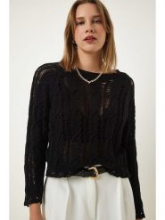 Happiness Istanbul Sweter w kolorze czarnym rozmiar: S/M. Czarne swetry Happiness Istanbul, m, bez wzorów, ze splotem, bez ramiączek. Za 65.54 zł.