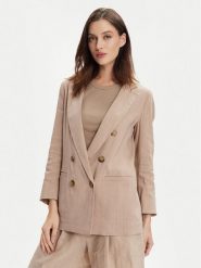 Marella Marynarka Alba 2413041065 Beżowy Regular Fit. Brązowe marynarki i żakiety Marella, bez wzorów, ze lnu, bez ramiączek. Za 939.99 zł.