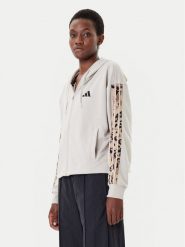 Adidas Bluza Animal Print 3-Stripes JM1860 Beżowy Loose Fit. Brązowe bluzy adidas, l, bez wzorów, z bawełny, bez kaptura. Za 239.99 zł.