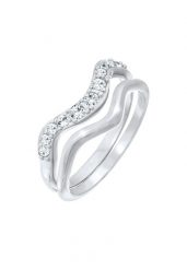 Elli Damskie pierścionki do łączenia zestaw 2 częściowy, zakrzywione z kryształami w srebrze 925 sterling silver Pierścionki 1 ct. Szare pierścionki Elli, srebrne. Za 293.99 zł.