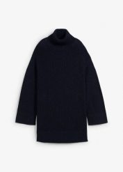 Sweter oversize z golfem z mieszanki bawełny. Brązowe swetry bonprix, bez wzorów, z bawełny, bez ramiączek. Za 119.99 zł.
