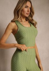 Ciemnozielony Tank Top z Tłoczonym Wzorem Aeronna. Zielone topy Renee, m, bez wzorów, z jeansu, klasyczne, bez kołnierzyka, bez ramiączek. W wyprzedaży za 27.99 zł.