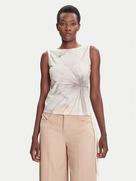Desigual Top Bruma 25WWTK21 Écru Regular Fit. Topy Desigual, xl, bez wzorów, z bawełny, bez kołnierzyka, bez ramiączek. Za 139.99 zł.